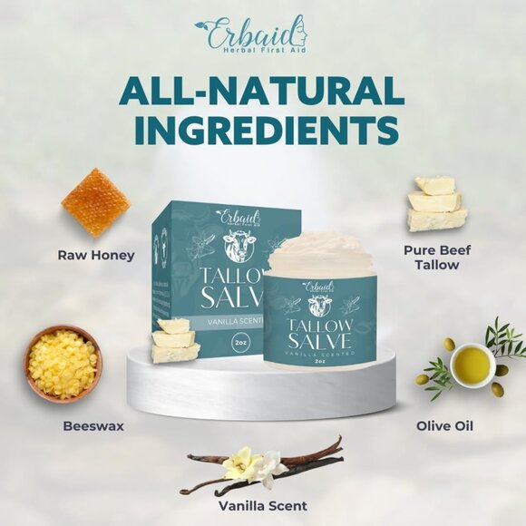 Erbaid Tallow Salve Honey Scented 2oz. NIB All Natural Beef Tallow Honey Balm - Picture 4 of 7